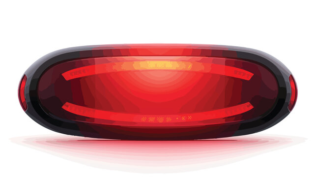 Red illuminated bicycle tail light in close-up flat Vector