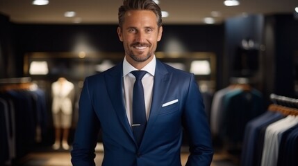 man in the fitting room of a luxury boutique.