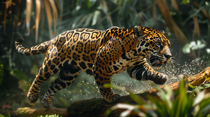 Stalking Jaguar in Water