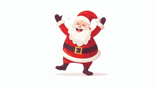 Cartoon happy dancing Santa Claus flat vector isolated
