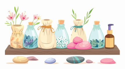 Obraz na płótnie Canvas Spa composition. Herbal sacks cosmetic products