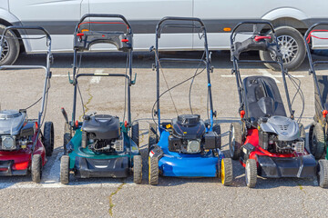 Petrol Powered Used Lawn Mowers for Sale at Flea Market