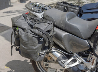Side Soft Panniers Large Storage Bag at Touring Motorcycle