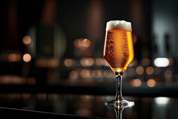 Fotobehang Elegant Beer Glass on Bar Counter © Susana