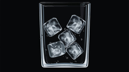 The top view of a glass beaker with clear liquid ice c