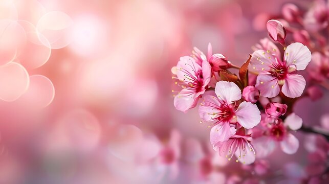 Cherry blossoms isolated on blur background