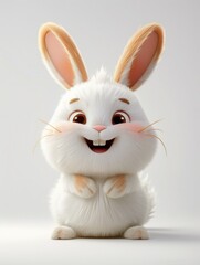 Obraz premium A white rabbit sitting on its hind legs.