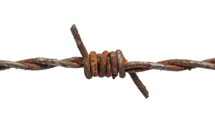 A barbed wire on white background,png