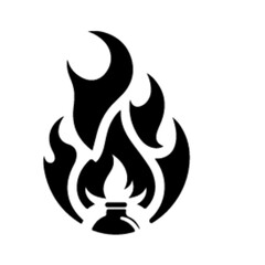 minimalist Fire flames logo, Gas Logo design vector black color silhouette, Black color silhouette, isolated white background-14