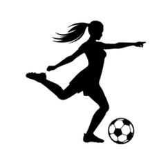 Fototapeta na wymiar minimalist Football player kicking ball vector black color silhouette, Black color silhouette, isolated white background-04