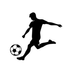 minimalist Football player kicking ball vector black color silhouette, Black color silhouette, isolated white background-12