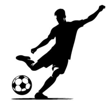 minimalist Football player kicking ball vector black color silhouette, Black color silhouette, isolated white background-07