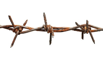 A barbed wire on white background,png - obrazy, fototapety, plakaty