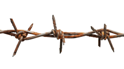 A barbed wire on white background,png