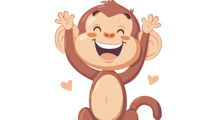 Cartoon happy monkey presenting on white background 
