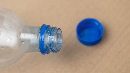 plastic bottle close-up, Plastic bottle shell and cork close-up, concept of using everywhere...