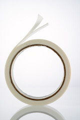 White adhesive double-sided tape on white background.
