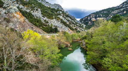 Fototapeta na wymiar Desfiladero de la Horadada, Ebro River, Montes Obarenes-San Zadornil Natural Park, Las Merindades, Burgos, Castilla y León, Spain, Europe