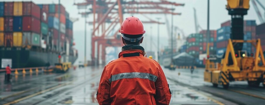 A port worker the unsung hero of global trade ensures the seamless movement of goods at the bustling container port