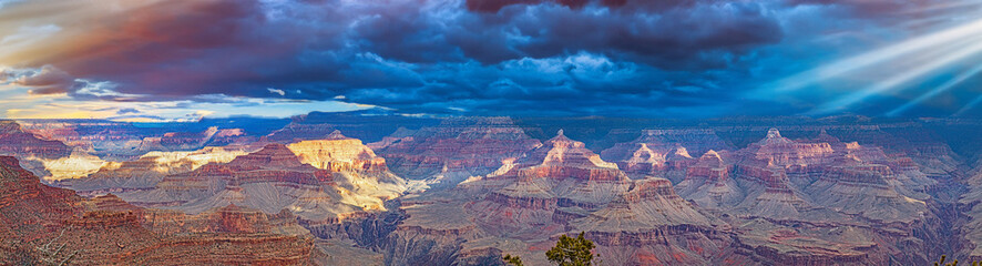 scenic view to Grand Canyon in sunset, USA - obrazy, fototapety, plakaty