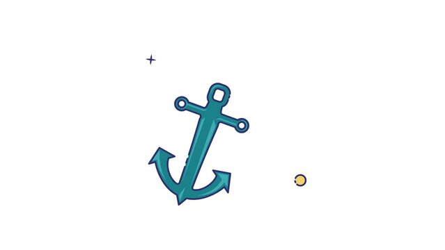 anchor icon animation video for nautical element set, isolated marine equipment motion graphic design