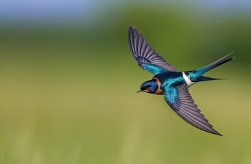 Obraz premium Swallow bird in flight close-up