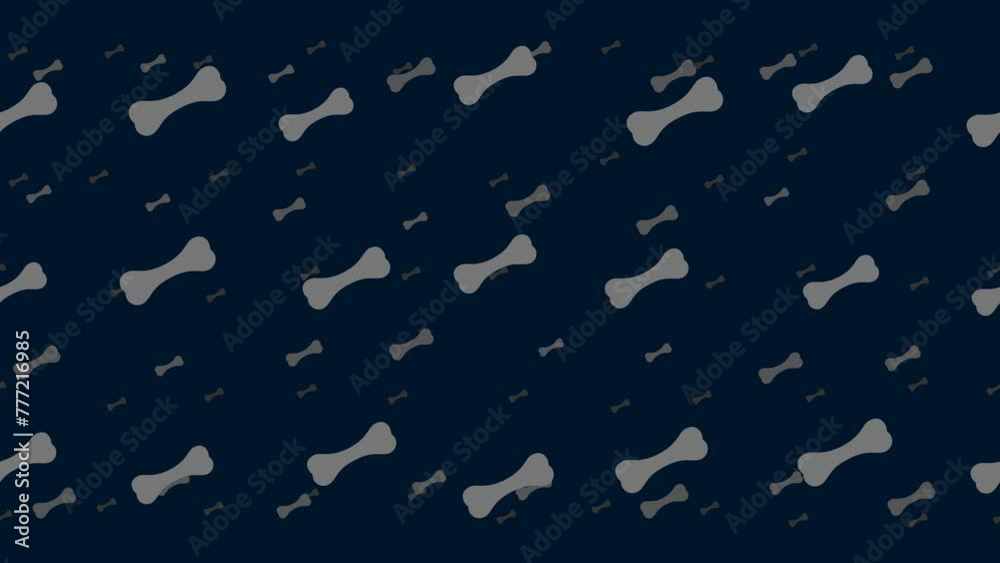 Poster dog bone symbols float horizontally from left to right. parallax fly effect. floating symbols are lo