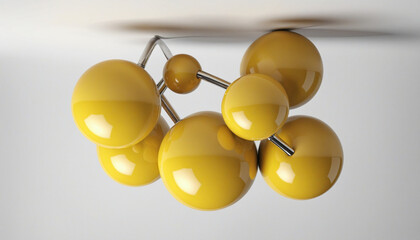 Abstract 3d render of composition with yellow spheres, modern background design bright colors