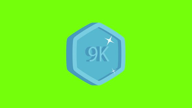 Follower Badges 3D badge, alpha channel 4k video pack on green screen. blue and gold hexagon badge for using subscribers, views, visualization, and social media. Animated thank you followers label.