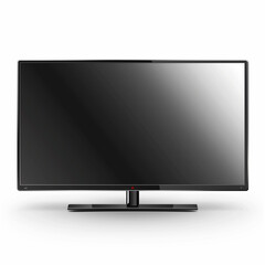 Modern Flat Screen TV with Black Bezel Isolated on White - Perfect for Technology and Entertainment Spaces