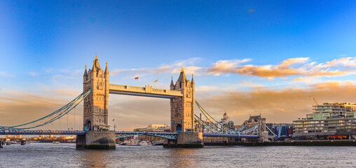 Tower Bridge is a Grade I listed combined bascule and suspension bridge in London - 777218914