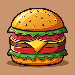 Burger with Cheese Vector Illustration for Mouthwatering Designs