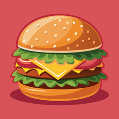 Burger with Cheese Vector Illustration for Mouthwatering Designs