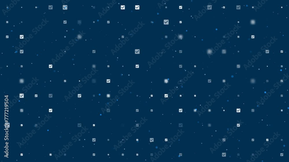 Poster template animation of evenly spaced checkbox symbols of different sizes and opacity. animation of tr