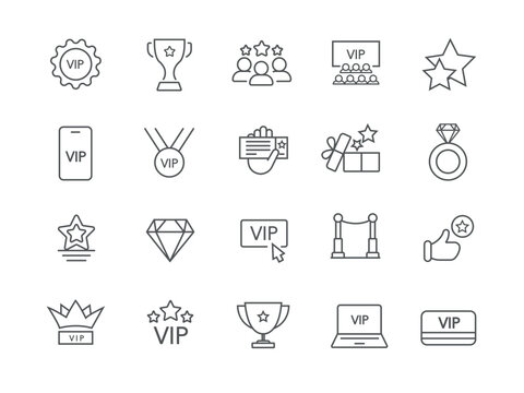 VIP icons. VIP. Luxury. A set of icons. Linear style. A vector image.