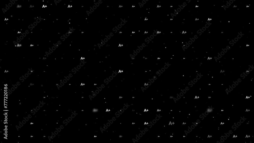 Poster template animation of evenly spaced a plus symbols of different sizes and opacity. animation of tran