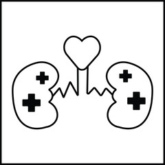 vector design illustration of lungs and heart in black and white with silhouette style. suitable for logos, icons, posters, advertisements, banners, companies, t-shirt designs, stickers, websites.