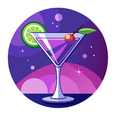 Martini-glass-on-a-purple-background
