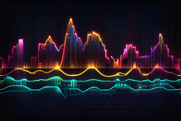 AI Generated. AI Generative. Equalizer effect neon music wave. Graphic Art