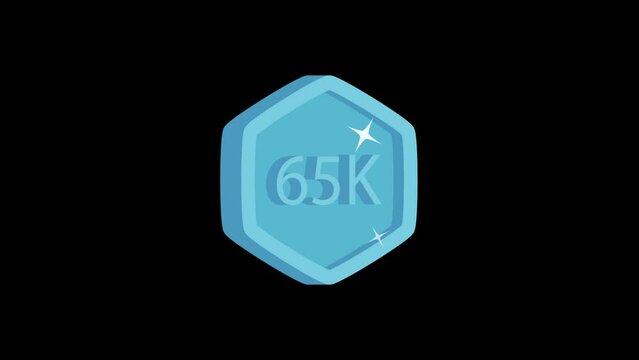 Follower Badges 3D badge, alpha channel 4k video. blue and gold hexagon badge pack for using subscribers, views, visualization, and social media. Animated thank you followers label.