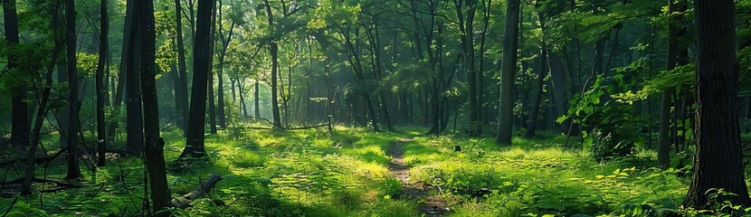 Fototapeta na wymiar Landscape decorated with sturdy forest trees.