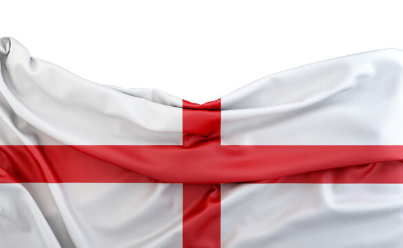 Flag of England isolated on white background with copy space above. 3D rendering