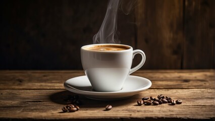 Steaming hot cup of coffee