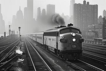 Fototapeta premium Urban Departure: Modern Diesel Train from NYC