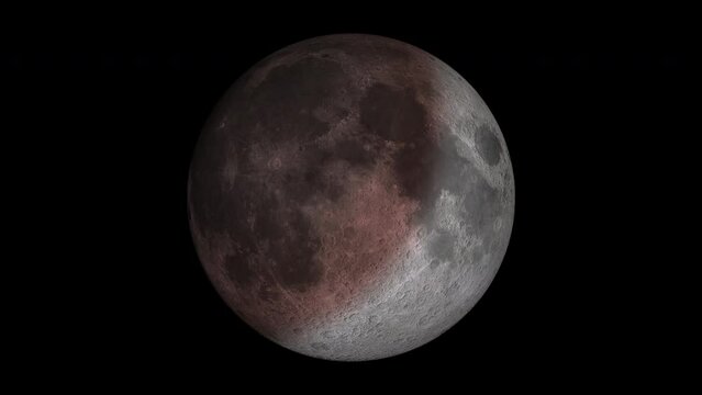 Lunar eclipse on a black background. 3d rendering.