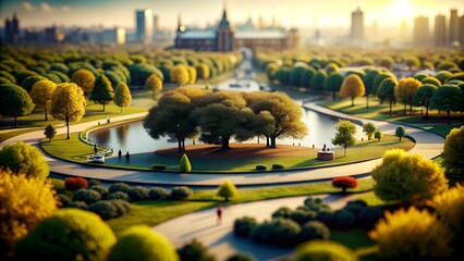 Aerial View of Lush Park - Bird's Eye Perspective Stock Image