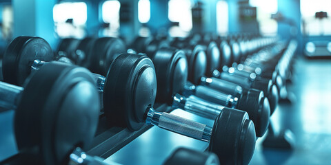 the role of fitness equipment like treadmills or dumbbells in promoting exercise realistic stock...