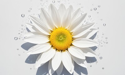 White flower closeup on white background