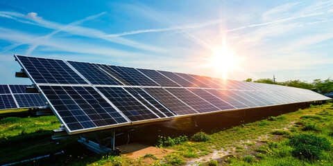 the role of solar panels in renewable energy production realistic stock photography
