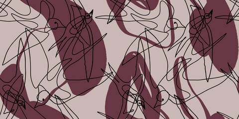Seamless pattern of a birds. Vector Modern line illustrations.
- 777230136